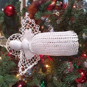 Vintage Hand Crocheted Angel Tree Topper